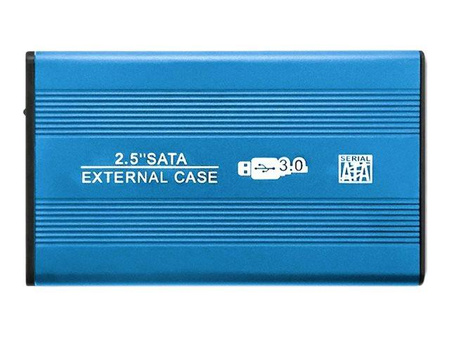 QOLTEC External Hard Drive Case HDD/SSD 2.5inch SATA3 USB 3.0 Blue