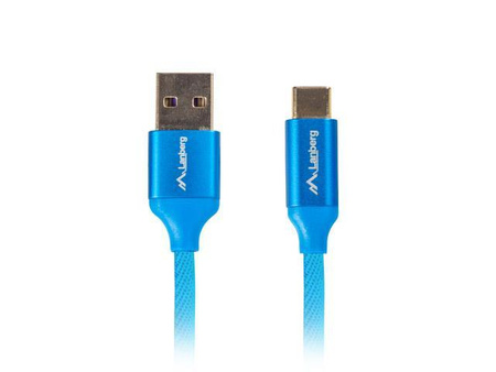 Kabel USB 2.0 Lanberg Premium Type-C(M) - A(M) 1m niebieski QC 3.0