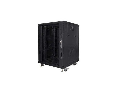 Szafa instalacyjna Rack stojąca 19" 15U 600x600 czarna Lanberg (flat pack)