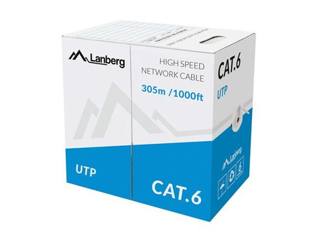 LANBERG KABEL LAN UTP 1GB/S 305M DRUT CCA SZARY