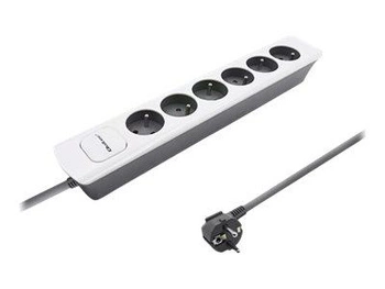 QOLTEC 50297 Listwa zasilająca 6 gniazd 1.8m Biało szara