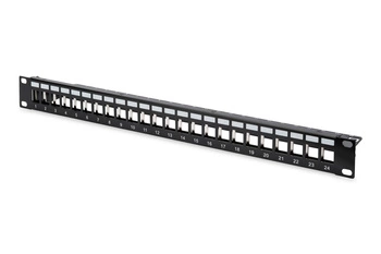 Patch panel pusty DIGITUS 19" 24 port 1U do modułów keystone (RAL 9005)