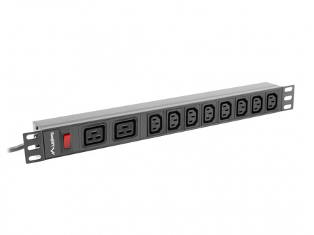Listwa zasilająca Rack PDU 19 cali 1U 16A 2X C19 8X IEC C13 czarny C20 