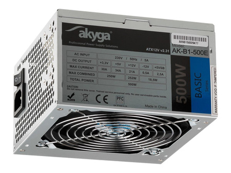 AKYGA Zasilacz ATX 500W AK-B1-500E P4 3x SATA 2x Molex PPFC FAN 12cm