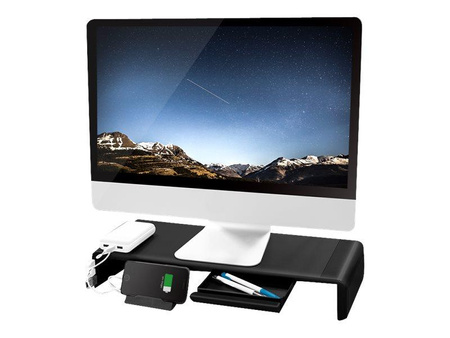 LOGILINK BP0141 Tabletop monitor riser 520mm long foldable 3 port Hub