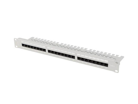 LANBERG Patch panel 24 port 1U 19 cali kat.6 UTP z organizerem kablowym czarny