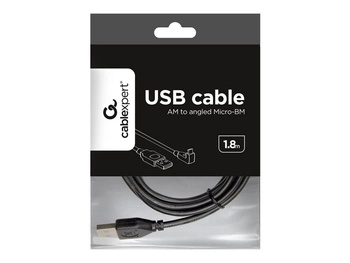 GEMBIRD CCP-MUSB2-AMBM90-6 Gembird kabel micro USB 2.0 AM-MBM5P 1.8M kątowy ładowanie transmisja czarny
