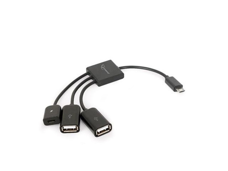 Kabel OTG USB Micro BM -> 2xUSB-AF+Micro BF 13cm 