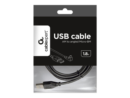 GEMBIRD CCP-MUSB2-AMBM90-6 Gembird kabel micro USB 2.0 AM-MBM5P 1.8M kątowy ładowanie transmisja czarny