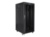 LANBERG free standing rack 19inch cabinet 27U 600x800 glass door LCD flat pack black