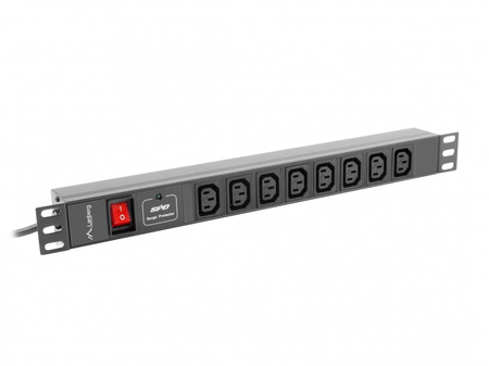Listwa zasilająca Rack PDU 19 cali 1U 16A 8X IEC C13 2m czarna C20 