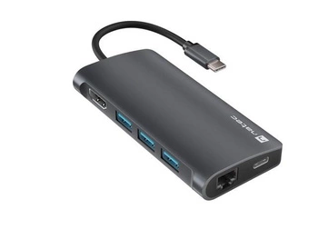NATEC Multiport Fowler 2 V2 8w1 USB 3.0 HDMI 4K USB-C RJ45 SD, micro SD