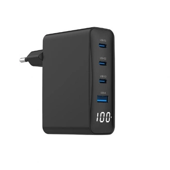 GEMBIRD Szybka ładowarka GaN 4x USB 100W LCD czarna