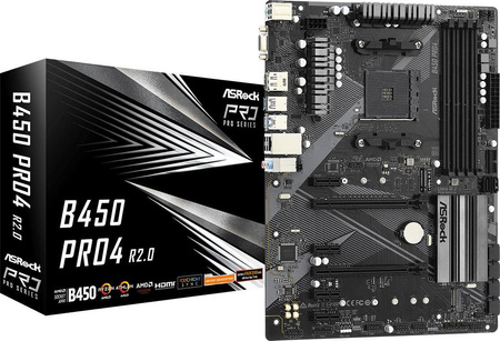Płyta główna B450 PRO4 R2.0 AM4 4DDR4 DP/HDMI M.2 USB3.2 ATX 