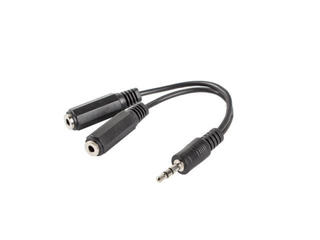 Kabel adapter Lanberg Minijack 3,5mm (M) -> 2x Minijack 3,5mm (F) 0,1m czarny