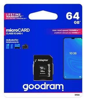 Karta pamięci microSDXC GOODRAM 64GB M1AA-0640R12 cl 10 UHS-I + adapter