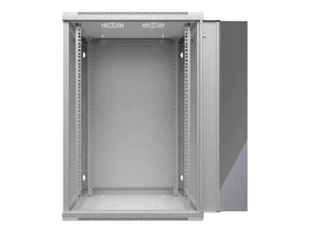 NETRACK 019-180-66-021 Netrack szafa wisząca 19, 18U/600x600mm – szary, drzwi szklane, otwierane boki