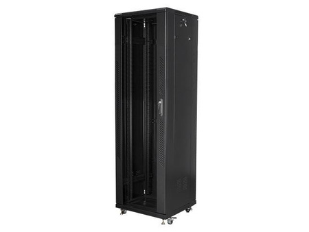 Szafa instalacyjna Rack stojąca 19" 42U 600x600 czarna Lanberg (flat pack)