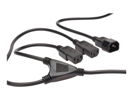 DIGITUS Kabel rozdzielacz zasilający Typ IEC C14/2xIEC C13 M/Ż czarny 1.7m