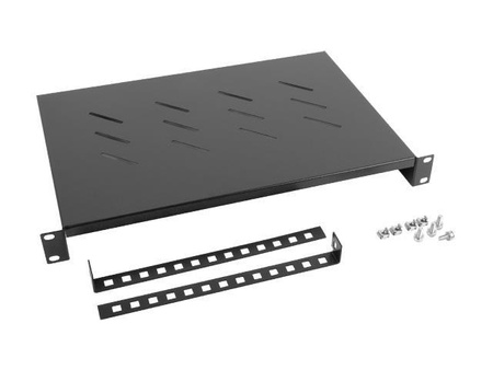 Półka do szaf 19" 600mm czarna Lanberg (1U/483x300mm udźwig do 25kg, montaż 4-punktowy)