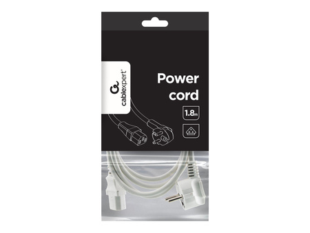 GEMBIRD PC-186W-VDE Gembird kabel zasilający komputerowy VDE Euro/IEC C13 1,8m (gruby) biały
