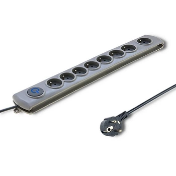 Listwa zasilająca antyprzepięciowa Qoltec Quick Switch | 8 gniazd | 1,8m | szara