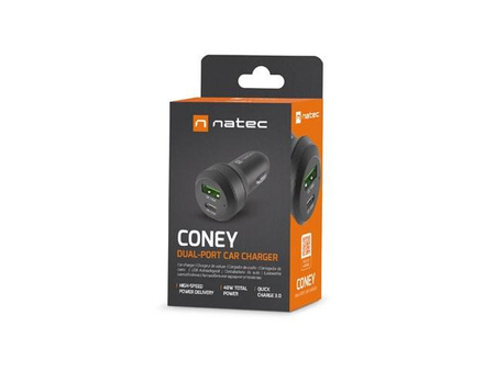 NATEC ŁADOWARKA SAMOCHODOWA CONEY 1X USB 1X USB-C PD 3.0 48W QC3.0 NUC-1980