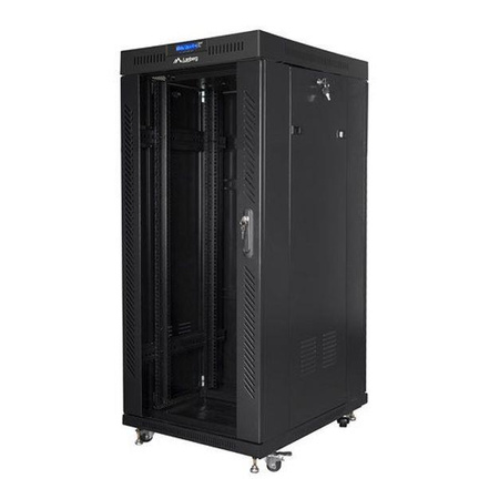 Szafa instalacyjna Rack stojąca 19" 22U 800x800 Drzwi Szklane czarna Lanberg (flat pack) LCD