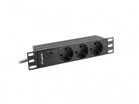 Listwa zasilająca Rack PDU 10 cali 1U 3x Schuko 2m 10A czarna C14