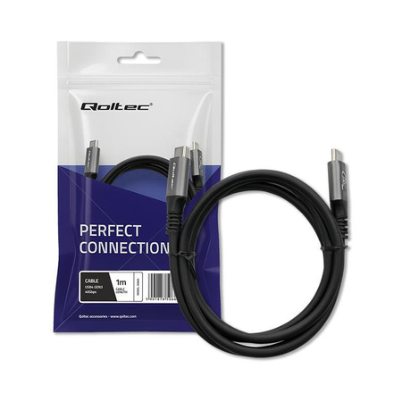 QOLTEC 50669 Kabel USB4 Ultra Fast USBC PD 240W Thunderbolt 3/4 4K 40Gb/s 1m Czarny