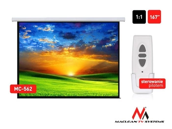 Ekran projekcyjny elektryczny MC-562 167 cali 1:1 300x300cm Sterowanie ścienne z pilota