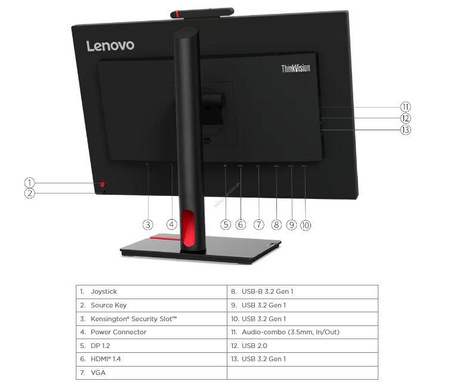 Lenovo Monitor ThinkVision T24v-30 23,8" IPS FHD AG 4ms 250cd 1000:1 75Hz HUB Tilt Swivel Lift Pivot