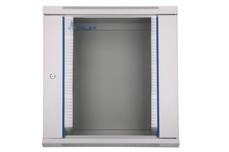 Szafka wisząca rack 12U 600x450 szara szklane drzwi 