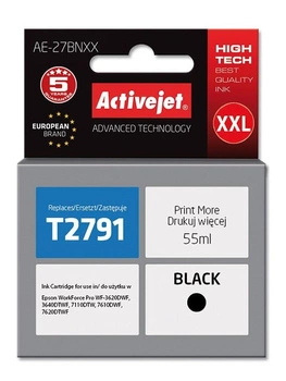 Activejet AE-27BNXX Tusz (zamiennik Epson 27XXL T2791; Supreme; 55 ml; czarny)