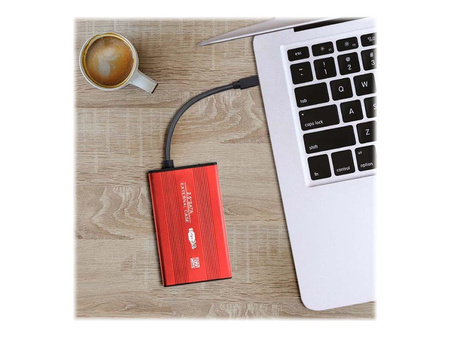 QOLTEC External Hard Drive Case HDD/SSD 2.5inch SATA3 USB 3.0 Red