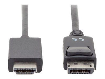 ASM AK-340303-010-S Kabel DisplayPort 1.2 z zatrzaskiem 4K 60Hz UHD Typ DP/HDMI A M/M czarny 1m