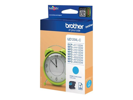 BROTHER LC125XLC Tusz Brother LC125XLC cyan 1 200str DCP-J4110DW / MFC-J4410DW / MFC-J4510DW
