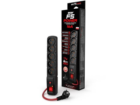 HSKDATA W2301 Acar Surge Protector F5 POWER 16A black 10m