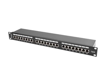 Patch Panel 24 Port 1U Kat.6 czarny ekranowany