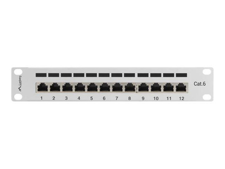 Patch panel Lanberg PPF6-9012-S 12 port 1U 10" kat.6 ekranowany szary
