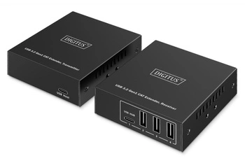 Przedłużacz (extender) po skrętce kat.6A  USB 3.1 Gen1 do 100m, 3x USB-A, 1x USB-C do 5 Gbps, 1x RJ45 (Gigabit Ethernet) - zestaw (odbiornik/nadajnik)