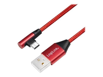 LOGILINK CU0145 USB 2.0 Cable USB-A male to USB-C 90 degree angled male 0.3m