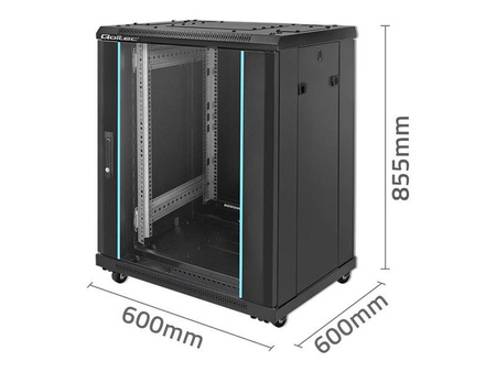 QOLTEC 54518 Szafa RACK 19cali / 15U / 600 x 600 x 855 / Stalowa obudowa