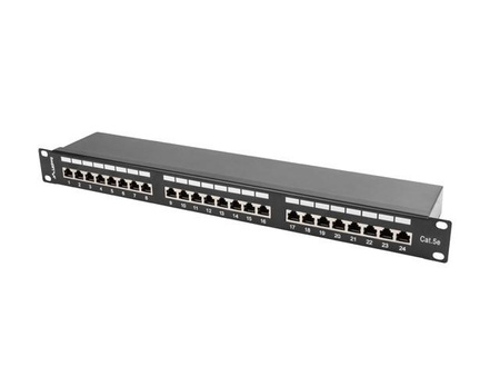 Patch Panel 24 Port 1U Kat.5E czarny ekranowany 