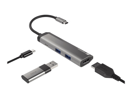 NATEC Multiport Fowler Slim USB-C -> Hub USB 3.0 x2 HDMI 4K USB-C PD