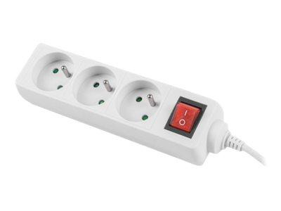 LANBERG PS1-03E-0150-W Lanberg Listwa Zasilająca 1.5M Biała 3X 230V PL Z Wyłącznikiem, Kabel z Miedzi