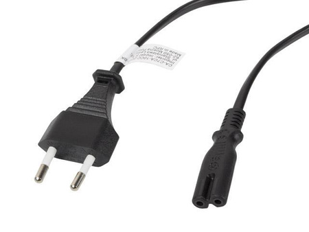 Kabel zasilający Lanberg CEE 7/16 ->  IEC 320 C7 EURO (radiowy) 1,8m czarny