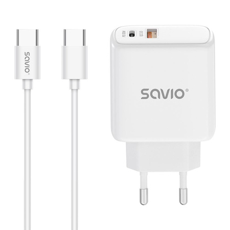 Ładowarka sieciowa LA-10 30W Quick Charge Power Delivery 3.0 Biała + Kabel