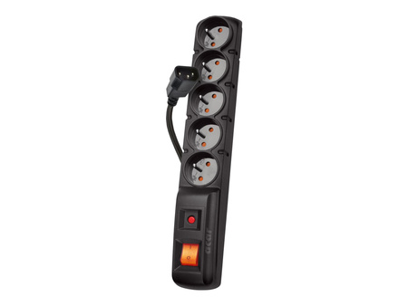 HSKDATA W0087 Acar F5 IEC listwa przeciwprzepięciowa, czarna, 3m