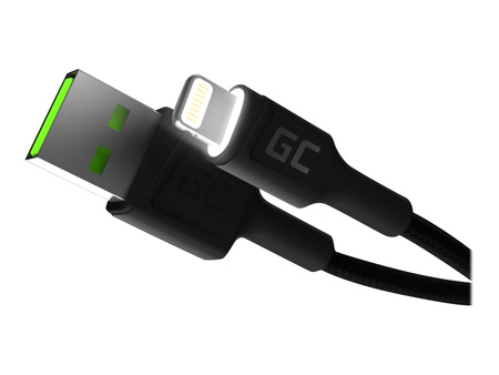 GREENCELL KABGC05 Cable Green Cell Ray USB-A - Lightning White LED 120cm with support for Apple